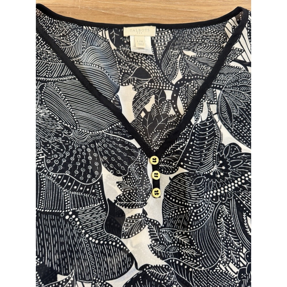 Talbots Women's Floral  Blouse  Scarf Top Poncho Kimono Handkerchief Size L/xl - Picture 3 of 6